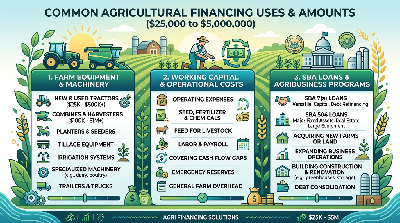 Agriculture financing amounts by use