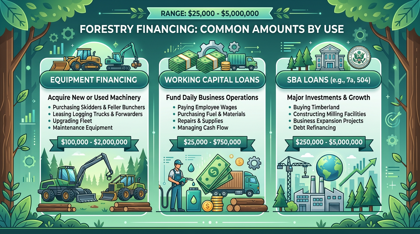 Forestry financing amounts by use